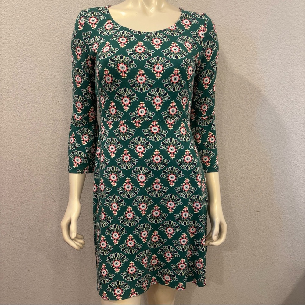 Boden Tunic Dress US Size 6 UK 10 Miriam Jersey Green Floral Stretch Boho